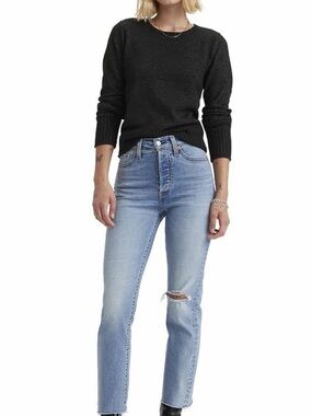 Levi’s Wedgie High-Rise Light Blue Distressed Straight Jeans - Women